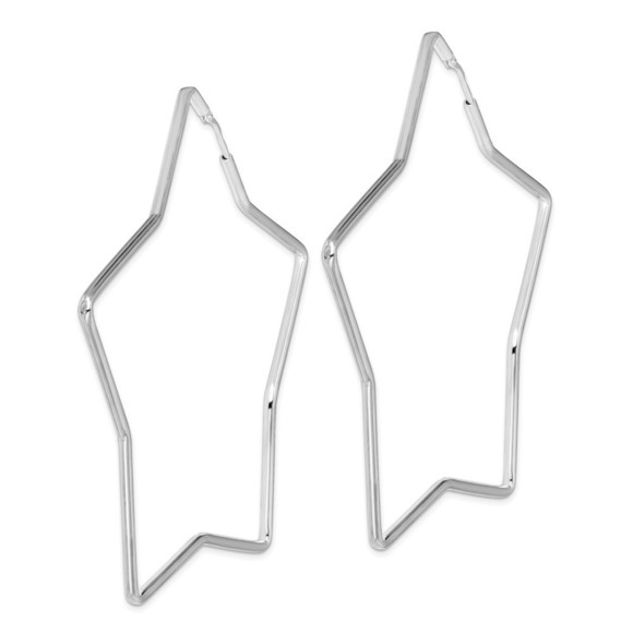 Sterling Silver Rhodium-Plated 2mm Star Hoop Earrings - Picture 4 of 4